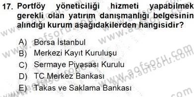 Bankacılık Hizmet Ürünleri Dersi 2015 - 2016 Yılı (Final) Dönem Sonu Sınavı 17. Soru