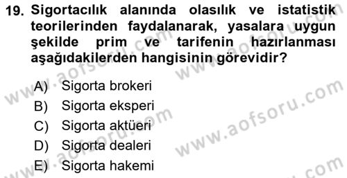 Bankacılık Hizmet Ürünleri Dersi 2017 - 2018 Yılı (Final) Dönem Sonu Sınav Soruları 19. Soru