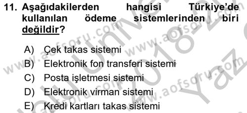 Bankacılık Hizmet Ürünleri Dersi 2018 - 2019 Yılı Yaz Okulu Sınav Soruları 11. Soru