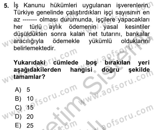Bankacılık Hizmet Ürünleri Dersi 2018 - 2019 Yılı Yaz Okulu Sınav Soruları 5. Soru