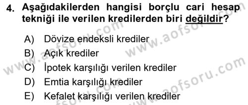 Bankacılık Hizmet Ürünleri Dersi 2024 - 2025 Yılı (Vize) Ara Sınav Soruları 4. Soru
