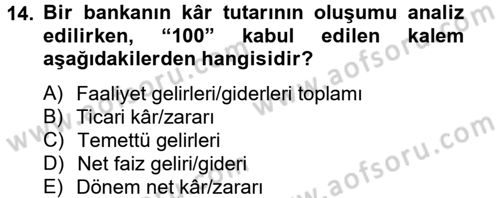 Bankaların Yönetimi Ve Denetimi Dersi 2012 - 2013 Yılı (Final) Dönem Sonu Sınav Soruları 14. Soru