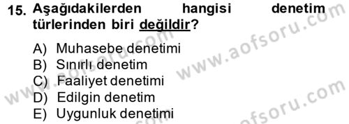 Bankaların Yönetimi Ve Denetimi Dersi 2012 - 2013 Yılı (Final) Dönem Sonu Sınav Soruları 15. Soru