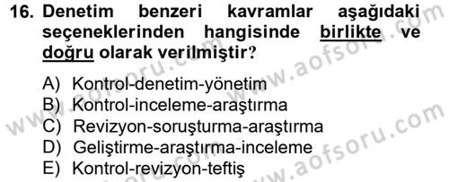 Bankaların Yönetimi Ve Denetimi Dersi 2012 - 2013 Yılı (Final) Dönem Sonu Sınav Soruları 16. Soru