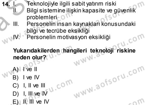 Bankaların Yönetimi Ve Denetimi Dersi 2013 - 2014 Yılı (Vize) Ara Sınav Soruları 14. Soru