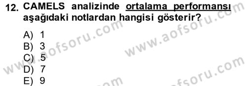Bankaların Yönetimi Ve Denetimi Dersi 2013 - 2014 Yılı (Final) Dönem Sonu Sınav Soruları 12. Soru
