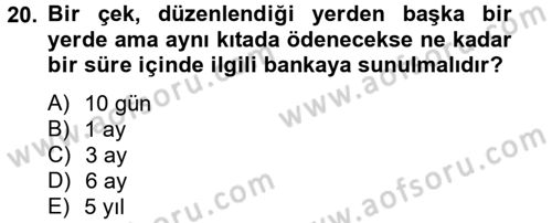 Bankaların Yönetimi Ve Denetimi Dersi 2014 - 2015 Yılı (Vize) Ara Sınav Soruları 20. Soru