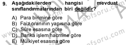 Bankaların Yönetimi Ve Denetimi Dersi Ara Sınavı Deneme Sınav Soruları 9. Soru