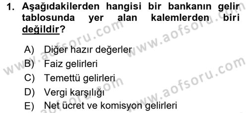 Bankaların Yönetimi Ve Denetimi Dersi 2017 - 2018 Yılı (Final) Dönem Sonu Sınav Soruları 1. Soru