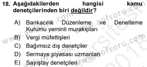 Bankaların Yönetimi Ve Denetimi Dersi 2017 - 2018 Yılı (Final) Dönem Sonu Sınav Soruları 18. Soru