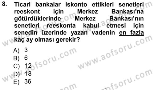 Bankalarda Kredi Yönetimi Dersi 2012 - 2013 Yılı (Final) Dönem Sonu Sınav Soruları 8. Soru