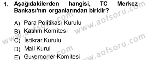 Bankalarda Kredi Yönetimi Dersi Ara Sınavı Deneme Sınav Soruları 1. Soru