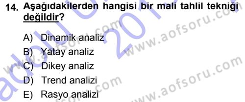 Bankalarda Kredi Yönetimi Dersi Ara Sınavı Deneme Sınav Soruları 14. Soru
