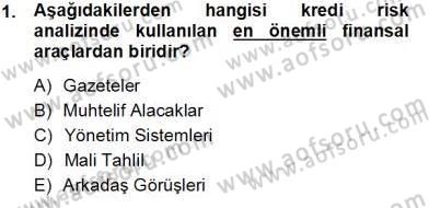 Bankalarda Kredi Yönetimi Dersi 2013 - 2014 Yılı Tek Ders Sınav Soruları 1. Soru