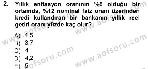Bankalarda Kredi Yönetimi Dersi Ara Sınavı Deneme Sınav Soruları 2. Soru