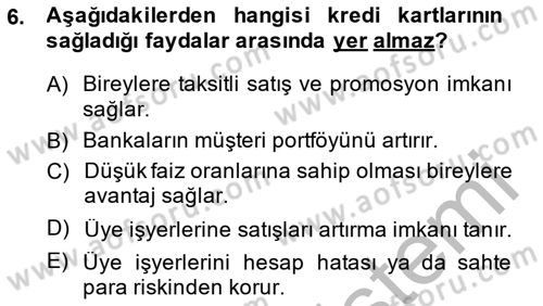 Bankalarda Kredi Yönetimi Dersi 2014 - 2015 Yılı (Final) Dönem Sonu Sınav Soruları 6. Soru