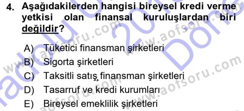 Bankalarda Kredi Yönetimi Dersi 2015 - 2016 Yılı (Final) Dönem Sonu Sınav Soruları 4. Soru