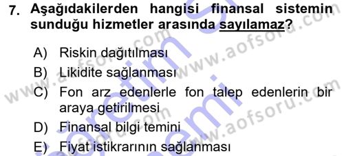 Bankalarda Kredi Yönetimi Dersi 2015 - 2016 Yılı (Final) Dönem Sonu Sınav Soruları 7. Soru