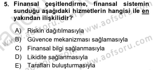 Bankalarda Kredi Yönetimi Dersi 2016 - 2017 Yılı (Vize) Ara Sınavı 5. Soru