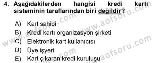 Bankalarda Kredi Yönetimi Dersi 2016 - 2017 Yılı (Final) Dönem Sonu Sınav Soruları 4. Soru