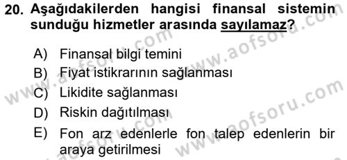 Bankalarda Kredi Yönetimi Dersi 2017 - 2018 Yılı 3 Ders Sınav Soruları 20. Soru
