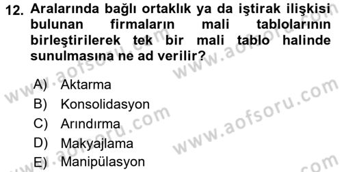 Bankalarda Kredi Yönetimi Dersi 2017 - 2018 Yılı (Vize) Ara Sınavı 12. Soru