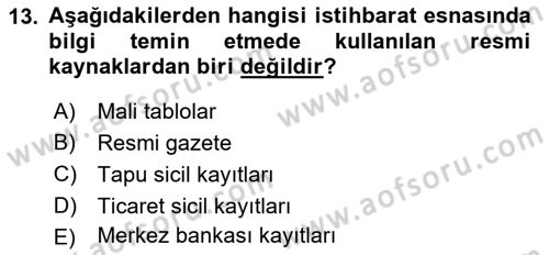Bankalarda Kredi Yönetimi Dersi 2020 - 2021 Yılı (Vize) Ara Sınav Soruları 13. Soru