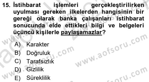 Bankalarda Kredi Yönetimi Dersi Ara Sınavı Deneme Sınav Soruları 15. Soru