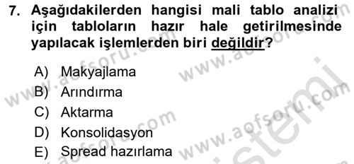 Bankalarda Kredi Yönetimi Dersi 2020 - 2021 Yılı (Vize) Ara Sınav Soruları 7. Soru