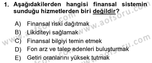 Bankalarda Kredi Yönetimi Dersi 2020 - 2021 Yılı Yaz Okulu Sınav Soruları 1. Soru