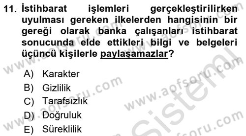 Bankalarda Kredi Yönetimi Dersi Ara Sınavı Deneme Sınav Soruları 11. Soru