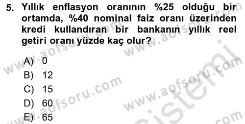 Bankalarda Kredi Yönetimi Dersi 2022 - 2023 Yılı (Final) Dönem Sonu Sınav Soruları 5. Soru