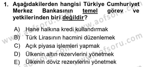 Bankalarda Kredi Yönetimi Dersi 2022 - 2023 Yılı Yaz Okulu Sınav Soruları 1. Soru