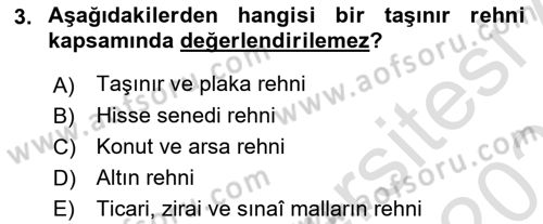 Bankalarda Kredi Yönetimi Dersi 2022 - 2023 Yılı Yaz Okulu Sınav Soruları 3. Soru
