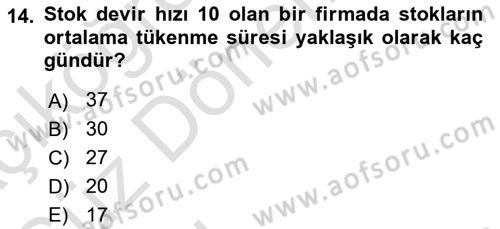 Bankalarda Kredi Yönetimi Dersi 2023 - 2024 Yılı (Vize) Ara Sınav Soruları 14. Soru