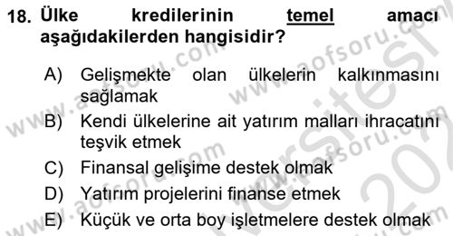 Bankalarda Kredi Yönetimi Dersi Ara Sınavı Deneme Sınav Soruları 18. Soru