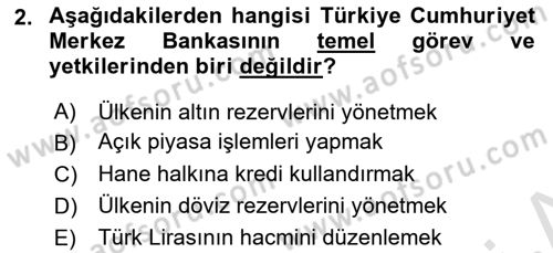 Bankalarda Kredi Yönetimi Dersi Ara Sınavı Deneme Sınav Soruları 2. Soru