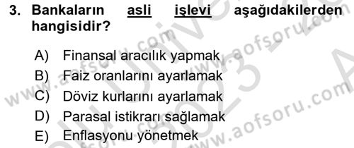Bankalarda Kredi Yönetimi Dersi Ara Sınavı Deneme Sınav Soruları 3. Soru