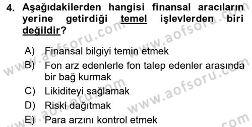 Bankalarda Kredi Yönetimi Dersi 2023 - 2024 Yılı (Vize) Ara Sınav Soruları 4. Soru