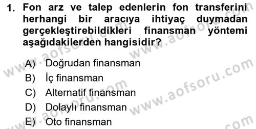 Bankalarda Kredi Yönetimi Dersi 2023 - 2024 Yılı (Final) Dönem Sonu Sınav Soruları 1. Soru