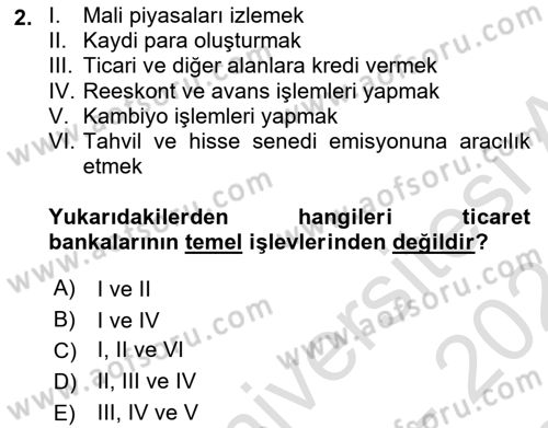 Bankalarda Kredi Yönetimi Dersi 2023 - 2024 Yılı (Final) Dönem Sonu Sınav Soruları 2. Soru