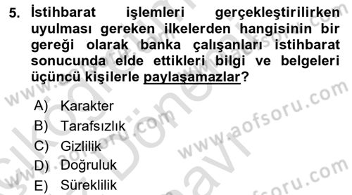 Bankalarda Kredi Yönetimi Dersi 2023 - 2024 Yılı (Final) Dönem Sonu Sınav Soruları 5. Soru