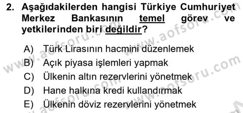 Bankalarda Kredi Yönetimi Dersi Ara Sınavı Deneme Sınav Soruları 2. Soru