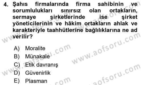 Bankalarda Kredi Yönetimi Dersi 2024 - 2025 Yılı (Final) Dönem Sonu Sınav Soruları 4. Soru