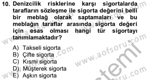 Banka Ve Sigorta Muhasebesi Dersi 2012 - 2013 Yılı (Final) Dönem Sonu Sınav Soruları 10. Soru