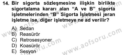 Banka Ve Sigorta Muhasebesi Dersi 2012 - 2013 Yılı (Final) Dönem Sonu Sınav Soruları 14. Soru