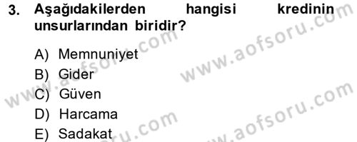 Banka Ve Sigorta Muhasebesi Dersi 2013 - 2014 Yılı (Final) Dönem Sonu Sınav Soruları 3. Soru