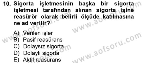 Banka Ve Sigorta Muhasebesi Dersi 2013 - 2014 Yılı Tek Ders Sınav Soruları 10. Soru