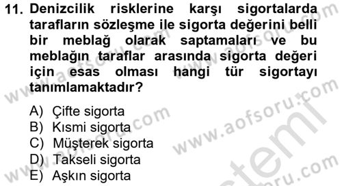 Banka Ve Sigorta Muhasebesi Dersi 2013 - 2014 Yılı Tek Ders Sınav Soruları 11. Soru