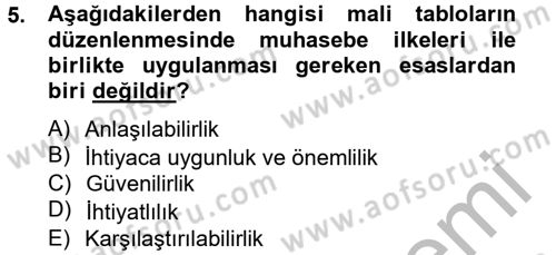 Banka Ve Sigorta Muhasebesi Dersi 2014 - 2015 Yılı (Vize) Ara Sınav Soruları 5. Soru